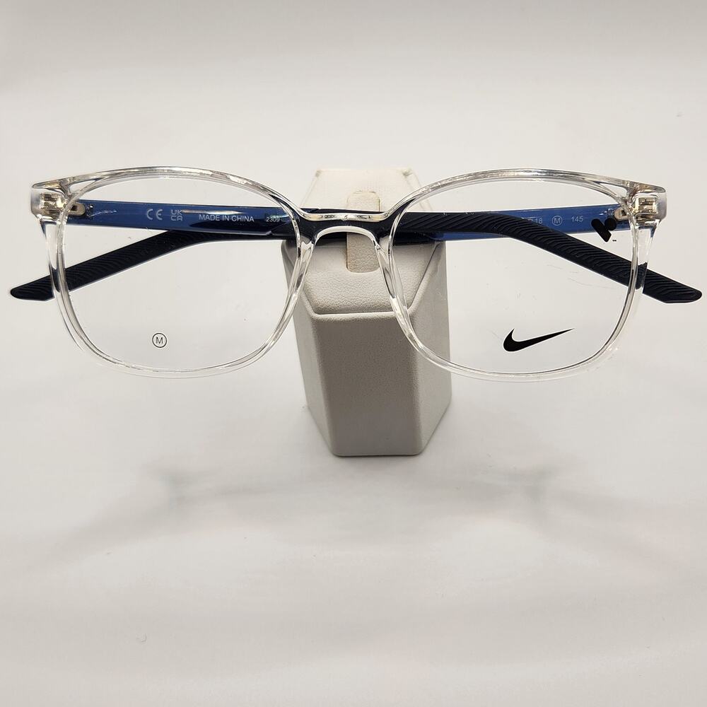 Nike 7270 900 Eyeglasses Frames Clear Navy Blue Rectangle Full Rim Plastic